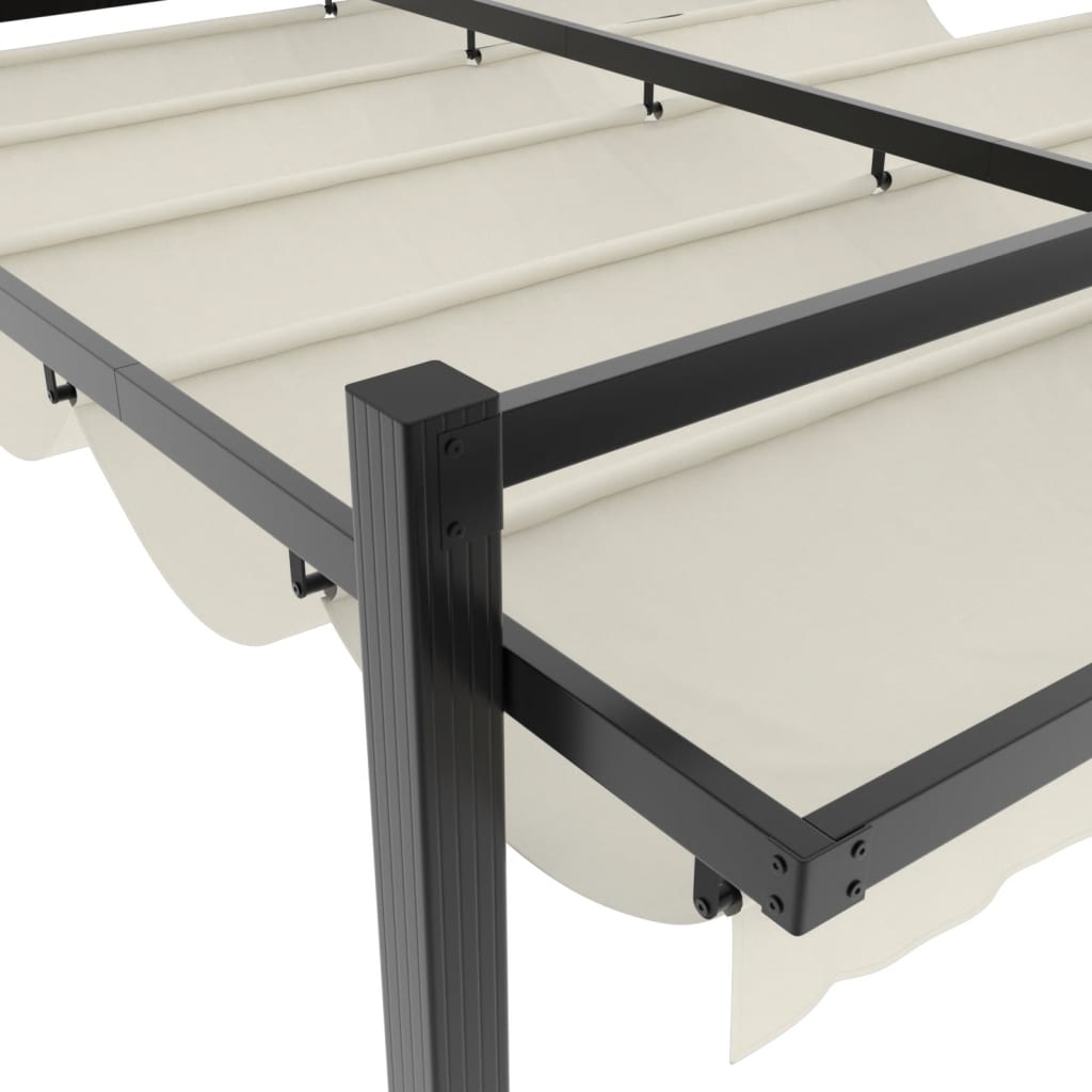 vidaXL Garden Gazebo with Retractable Roof Cream 3x3 m Aluminium 6