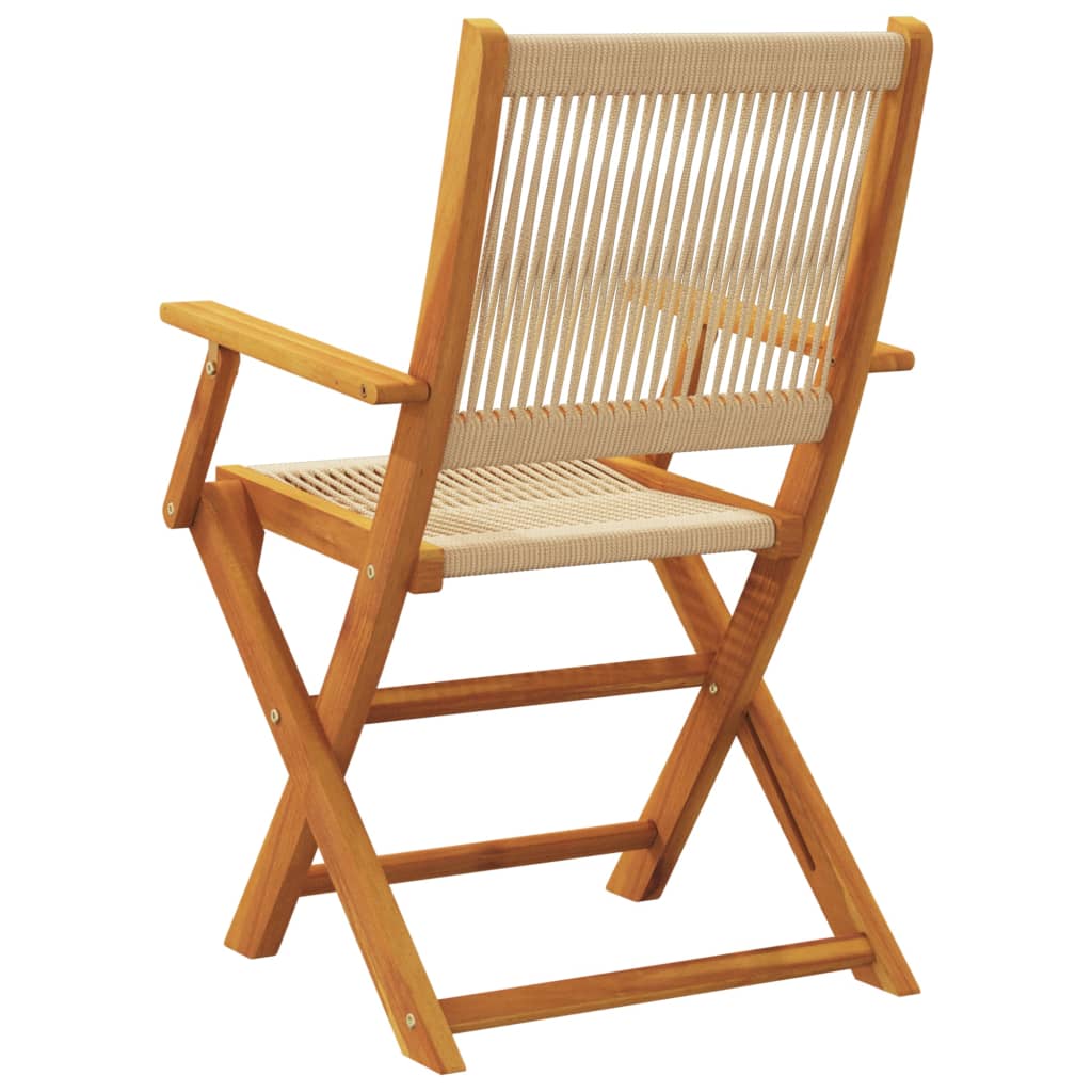 vidaXL Folding Chairs 8 pcs Beige Solid Wood Acacia 6