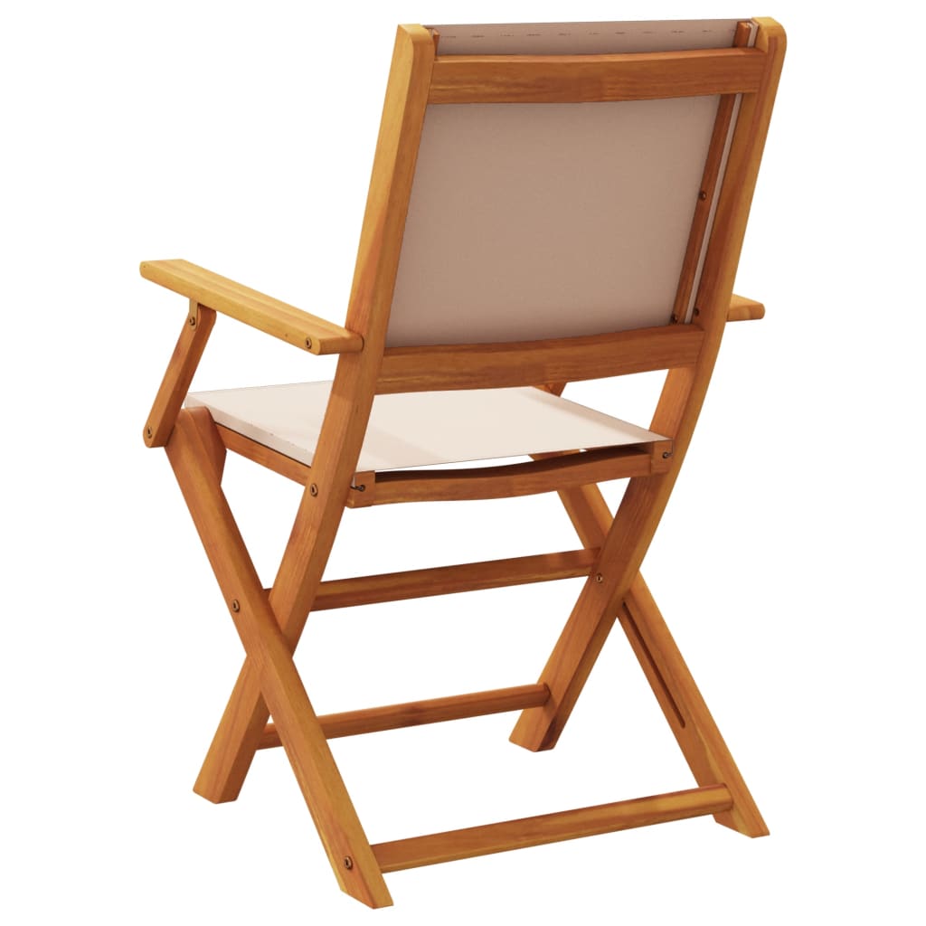 vidaXL Folding Chairs 8 pcs Taupe Fabric and Solid Wood 6