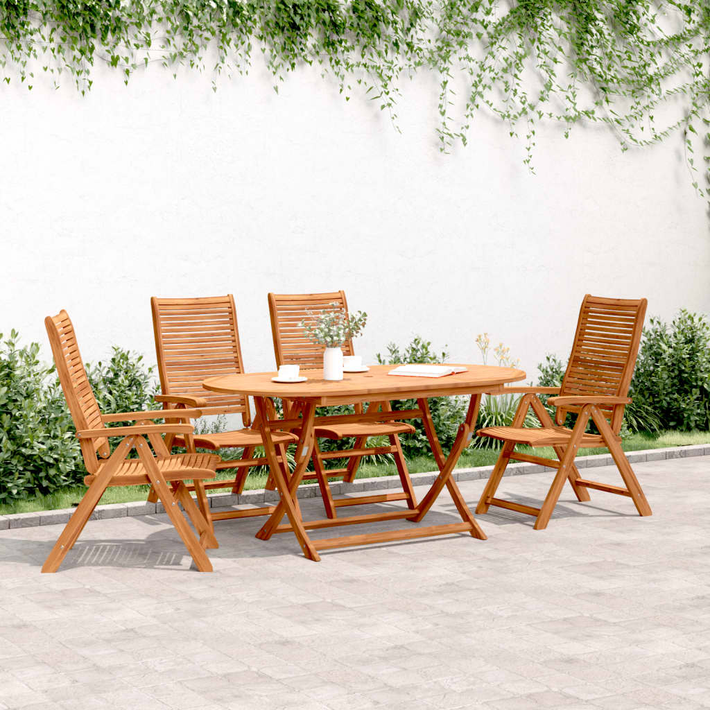 vidaXL Reclining Folding Chairs 56x72x107 cm Solid Wood Acacia