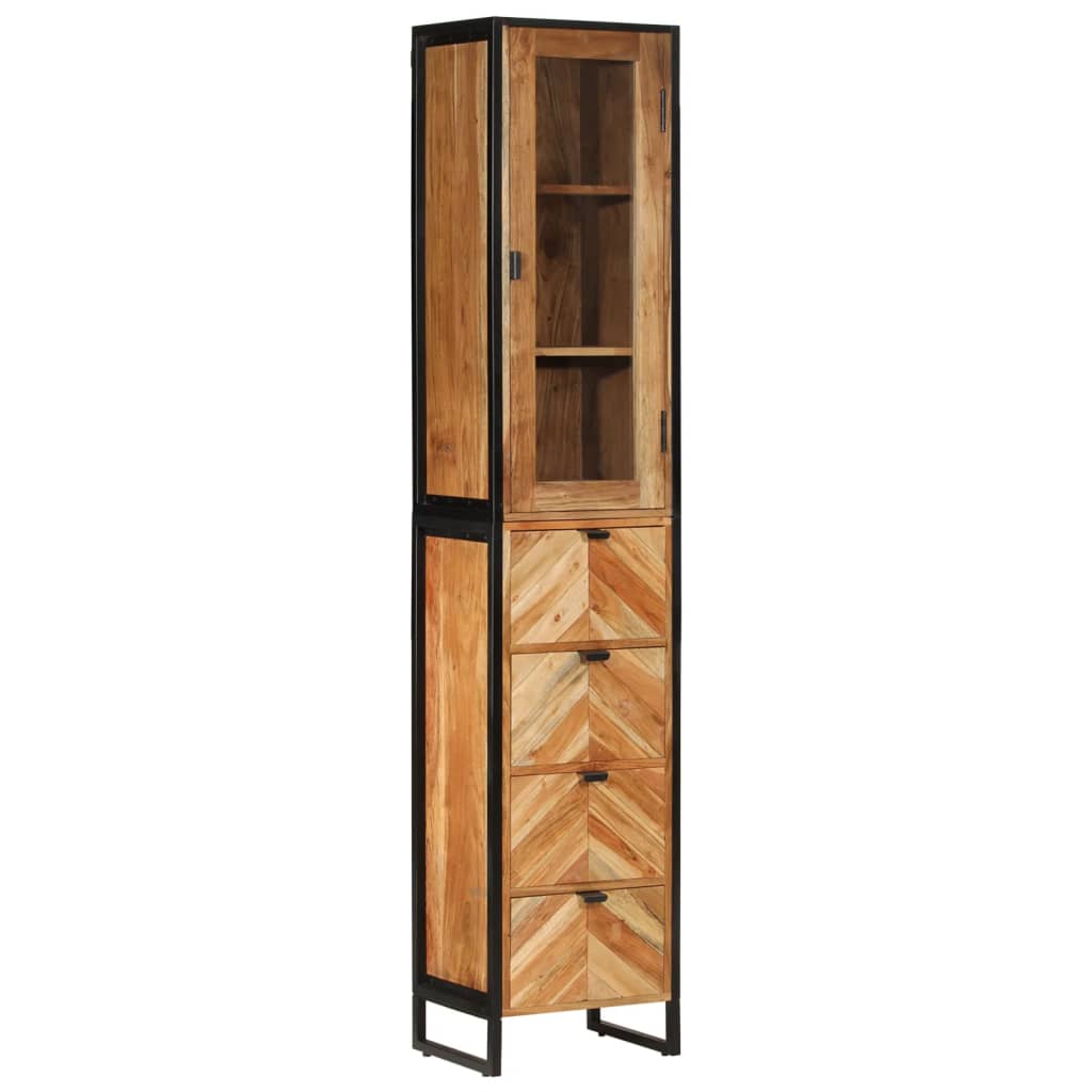 vidaXL 3 Piece Bathroom Furniture Set Iron and Solid Wood Acacia 6