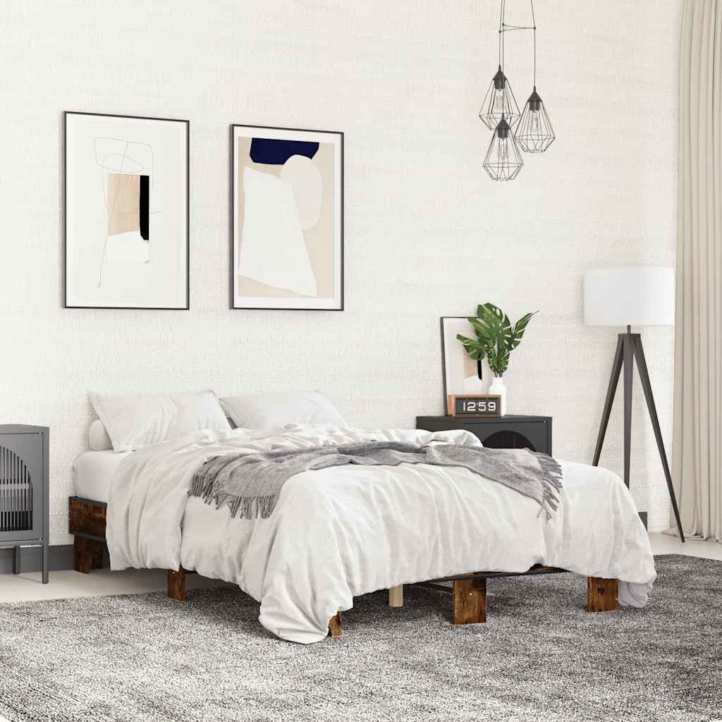 Bed Frame without Mattress Length 190 cm Smoked Oak 140 cm
