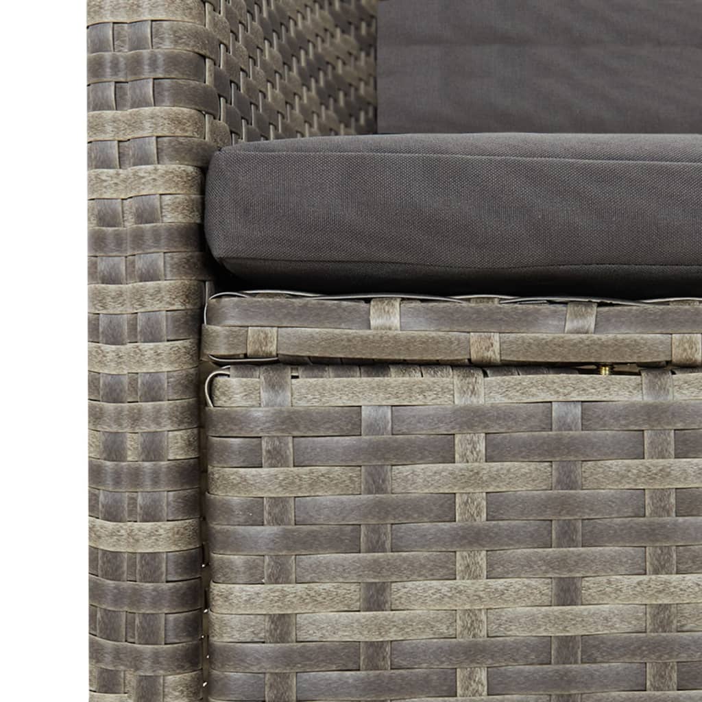 vidaXL 11 Piece Garden Dining Set with Cushions Grey Poly Rattan 6
