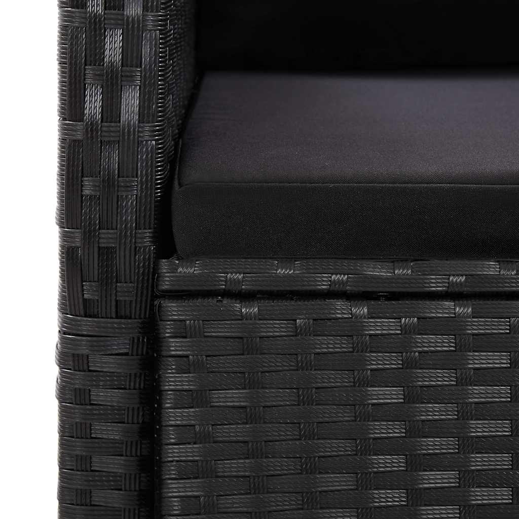vidaXL 7 Piece Garden Dining Set with Cushions Black Poly Rattan 6