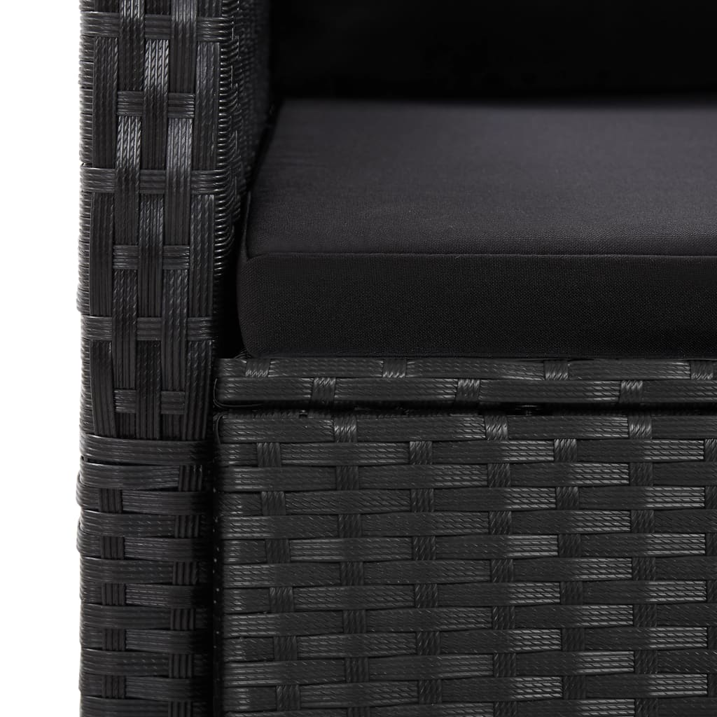 vidaXL 9 Piece Garden Dining Set with Cushions Black Poly Rattan 6