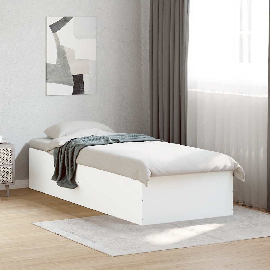 Bed Frame without Mattress Length 190 cm Height 35 cm White 75 cm