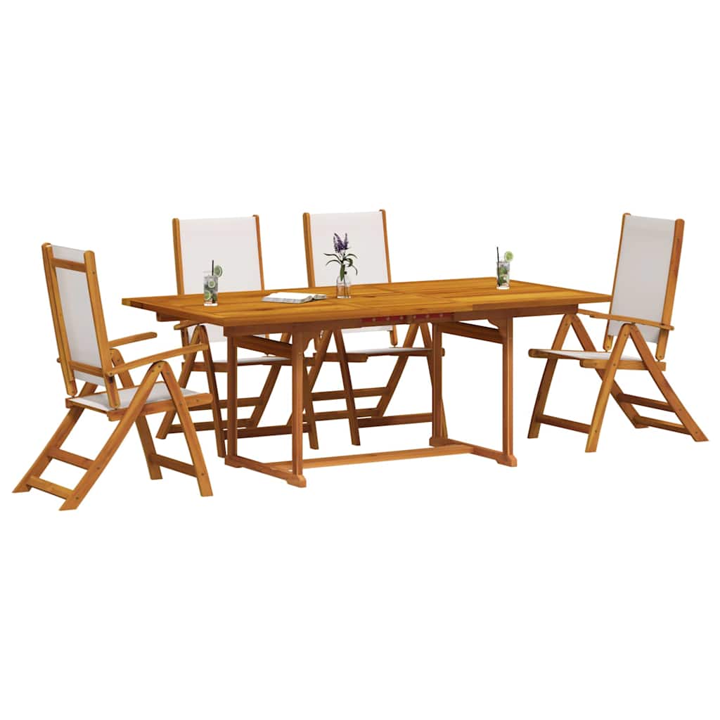 vidaXL 5 Piece Garden Dining Set Solid Wood Acacia and Textilene 6