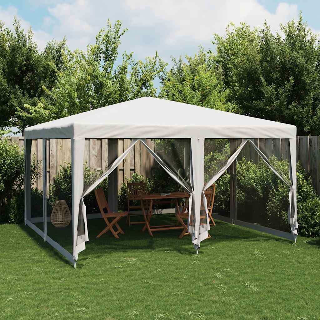 Party Tent with 8 Mesh Sidewalls HDPE with 8 Sidewalls White 4 m 4 m