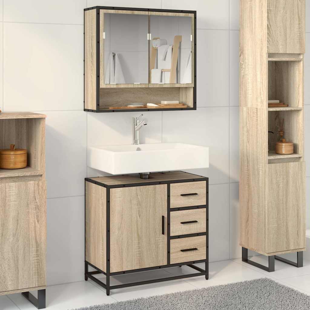 Bathroom Cabinet 65 x 33 x 60 cm Engineered Wood Sonoma oak