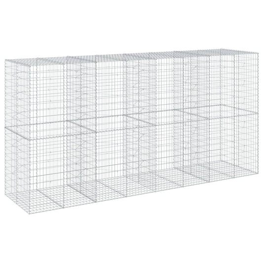 vidaXL Gabion Basket with Cover 400x100x200 cm Galvanised Iron 2