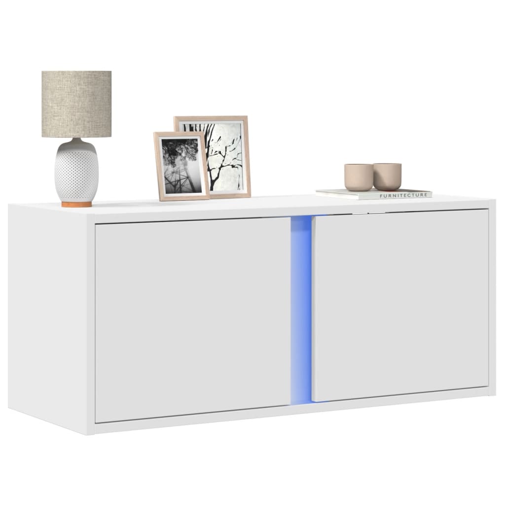 TV Wall Cabinet with LED Lights 80x31x35 cm White 80 cm