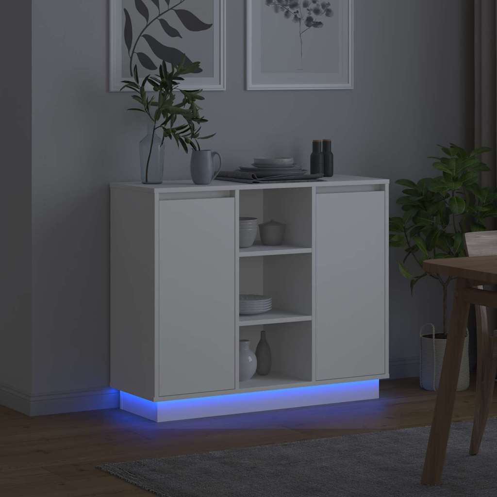 LED Sideboard 90 x 32 x 75 cm Engineered Wood White