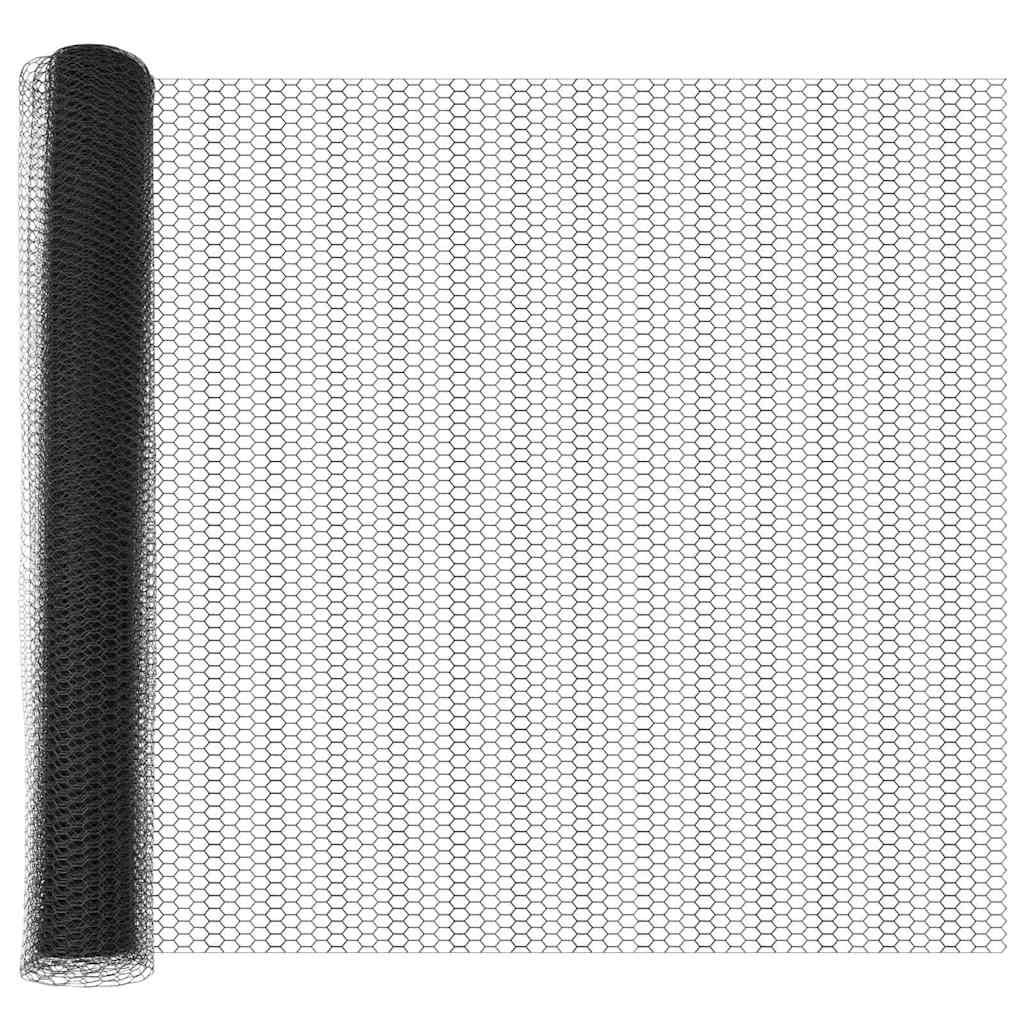 vidaXL Hexagonal Fence with Post 100 x 1.4 m PVC-Coated Steel Grey 6