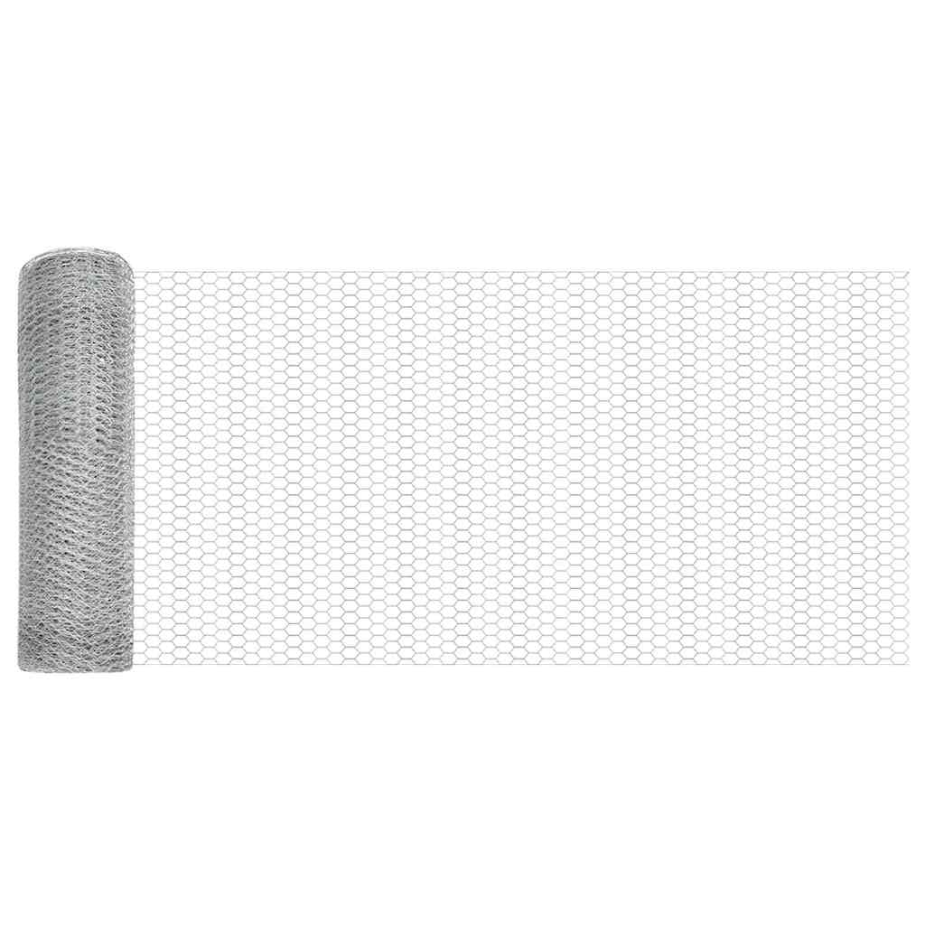 vidaXL Hexagonal Fence with Post 100 x 1.2 m Galvanised Steel Silver 6