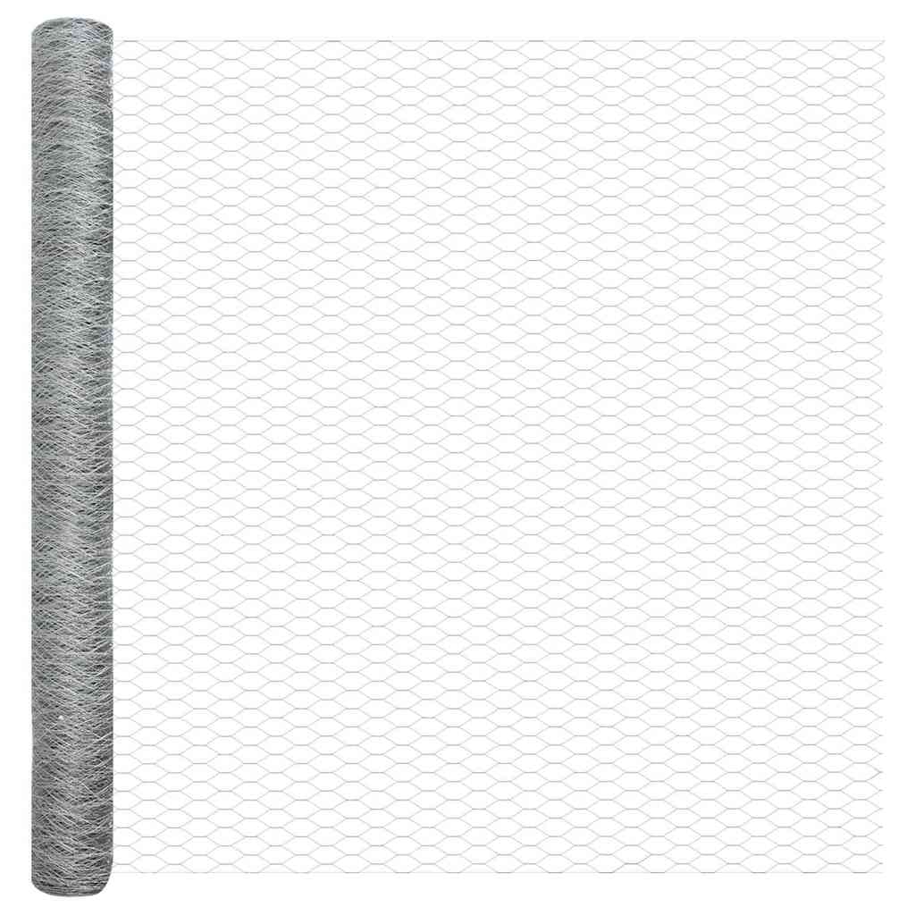 vidaXL Hexagonal Fence with Post 100 x 1.5 m Galvanised Steel Silver 6