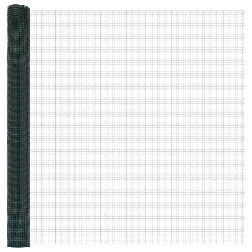 Welded Wire Fence with Spikes 10 x 1 m PVC-coated Steel Green mesh Size 25 x 25 mm mesh 1.5 m