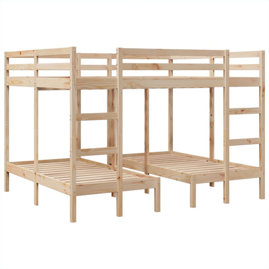 vidaXL Triple Bunk Bed Frame 160x200/80x160 cm Solid Wood Pine 2