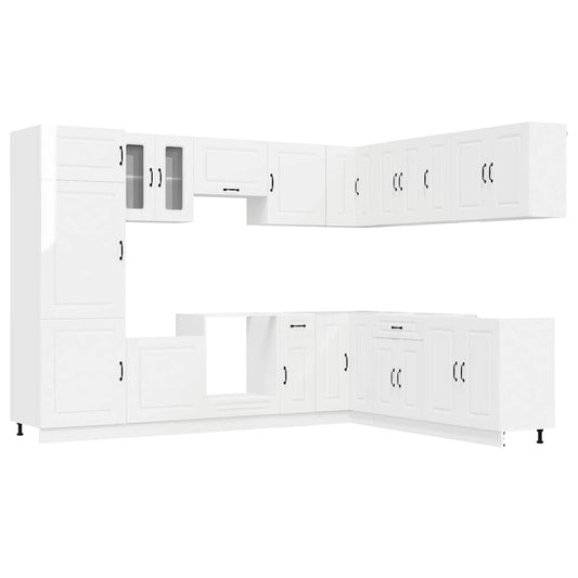 vidaXL 14 Piece Kitchen Cabinet Set "Kalmar" Gloss White Engineered Wood 2