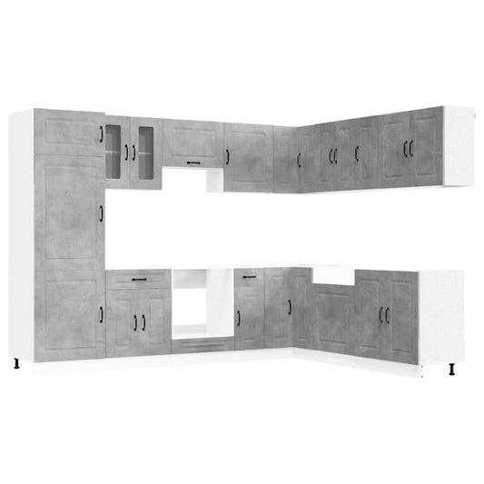 vidaXL 14 Piece Kitchen Cabinet Set "Kalmar" Concrete Grey 2