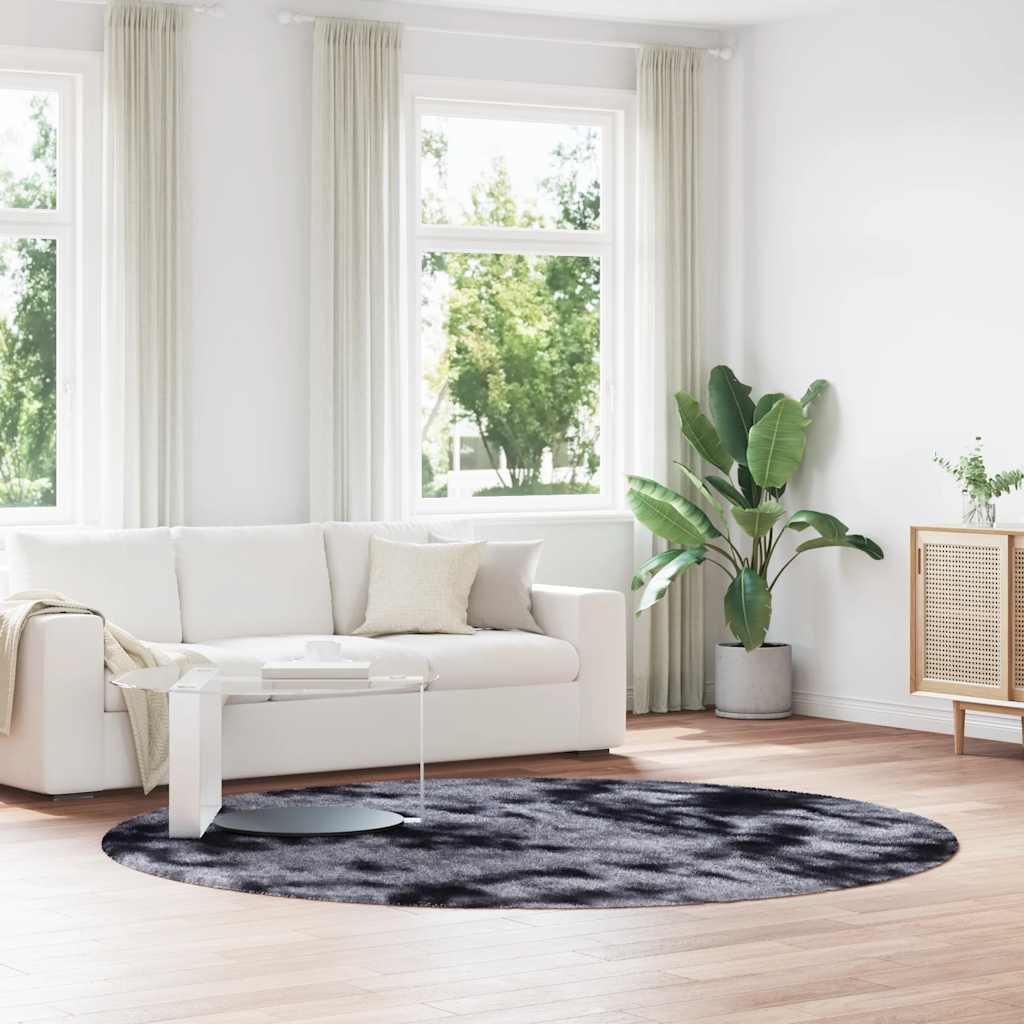 Shaggy Rug High Pile NAVARRA Polyester Dark Grey Ø 240 cm