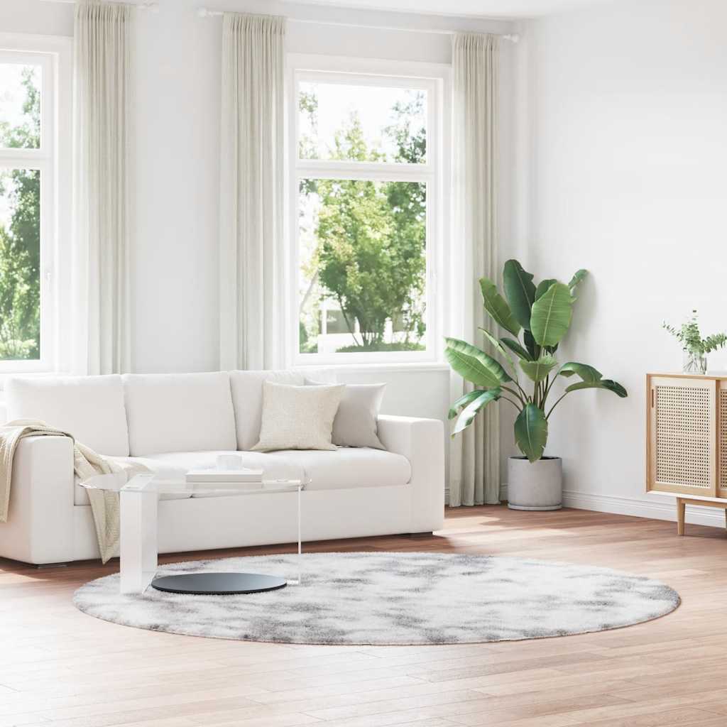Shaggy Rug High Pile NAVARRA Polyester Silver Grey Ø 240 cm