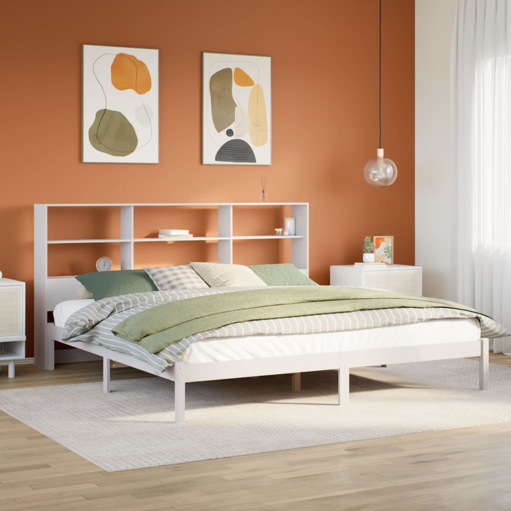 Bookcase Bed without Mattress White 180 cm 200 cm