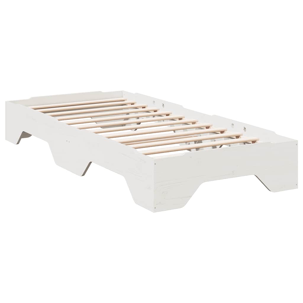 Bed Frame No Mattress Stackable Solid Wood White 90 cm