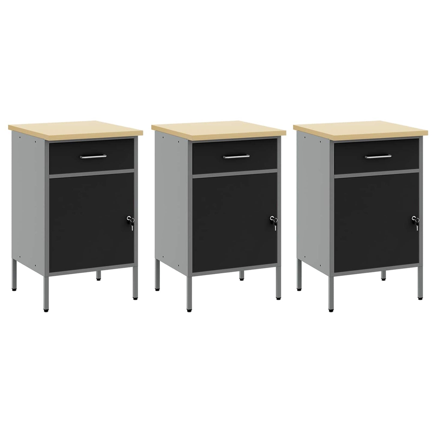 vidaXL Work Cabinet with Drawer 8 pcs Black Engineered Wood and Steel 6