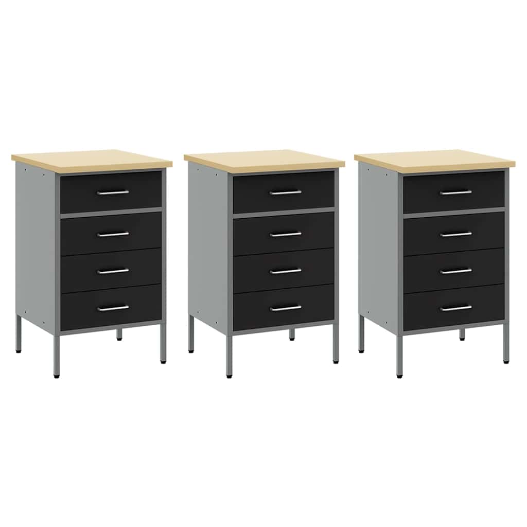 vidaXL Work Cabinet Set 8 pcs Black Steel and Engineered Wood 6