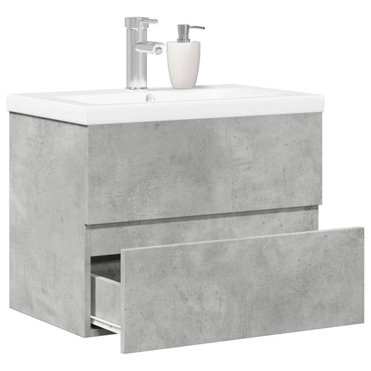 2 Piece Bathroom Furniture Set Engineered Wood Concrete grey 60 x 38.5 x 45 cm Without faucet
