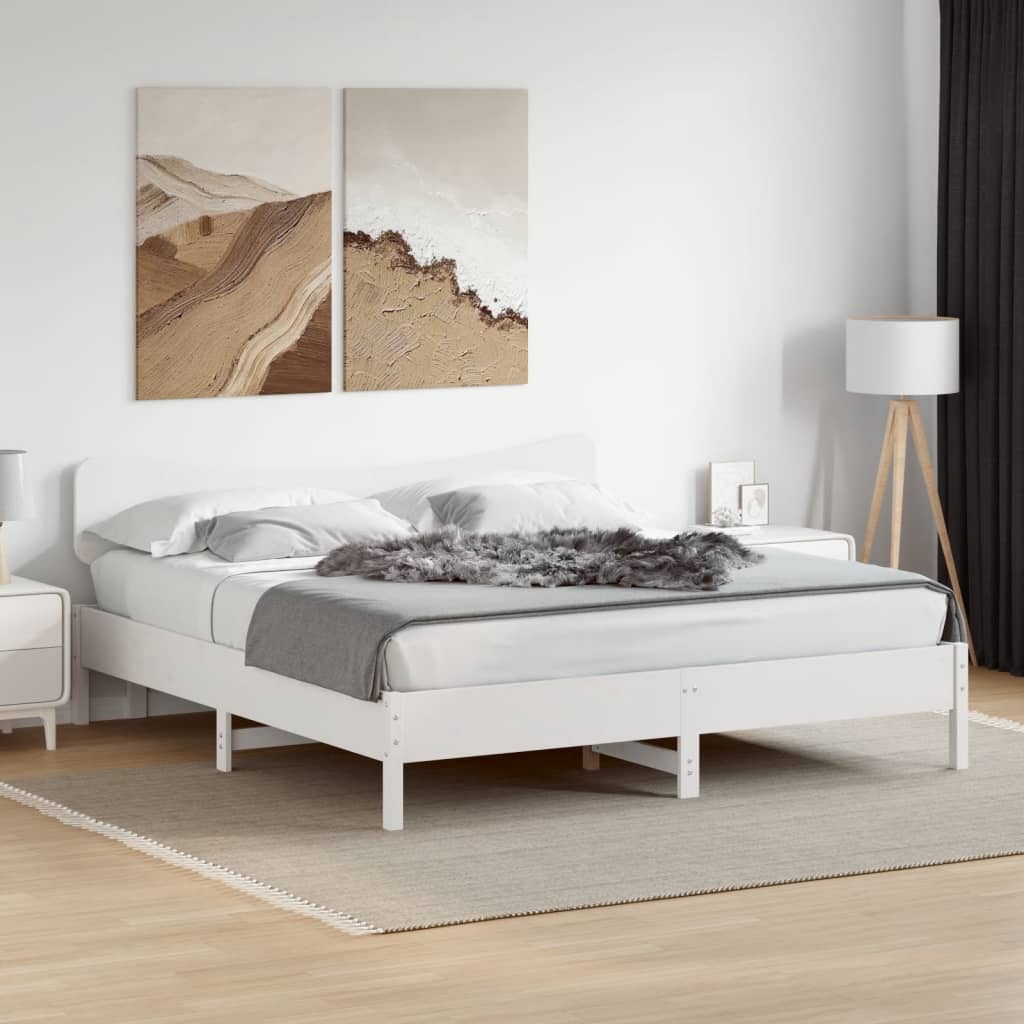 Bed Frame without Mattress Solid Wood Pine Length 200 cm White 200 cm