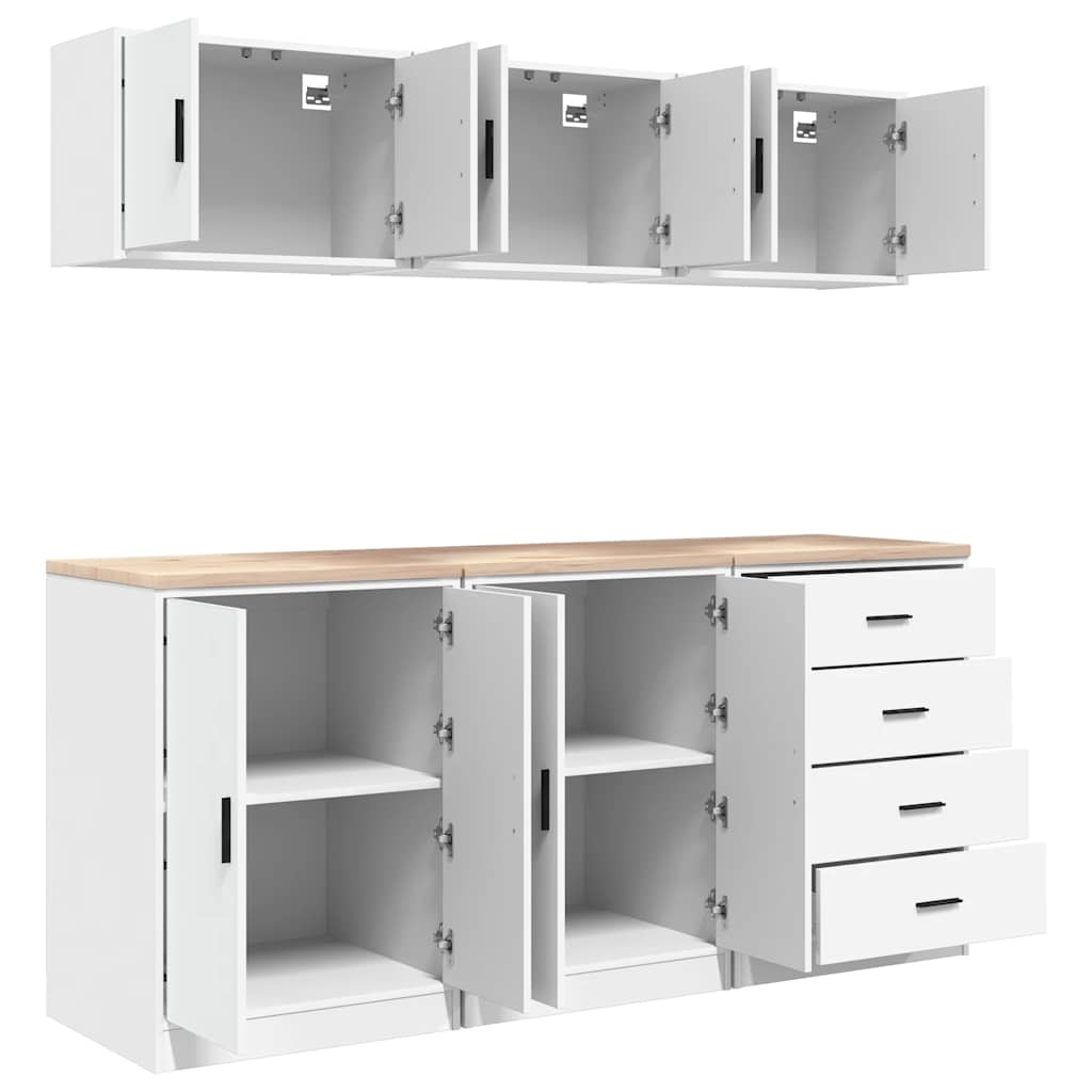 vidaXL Garage Cabinets 6 pcs White Engineered Wood 6