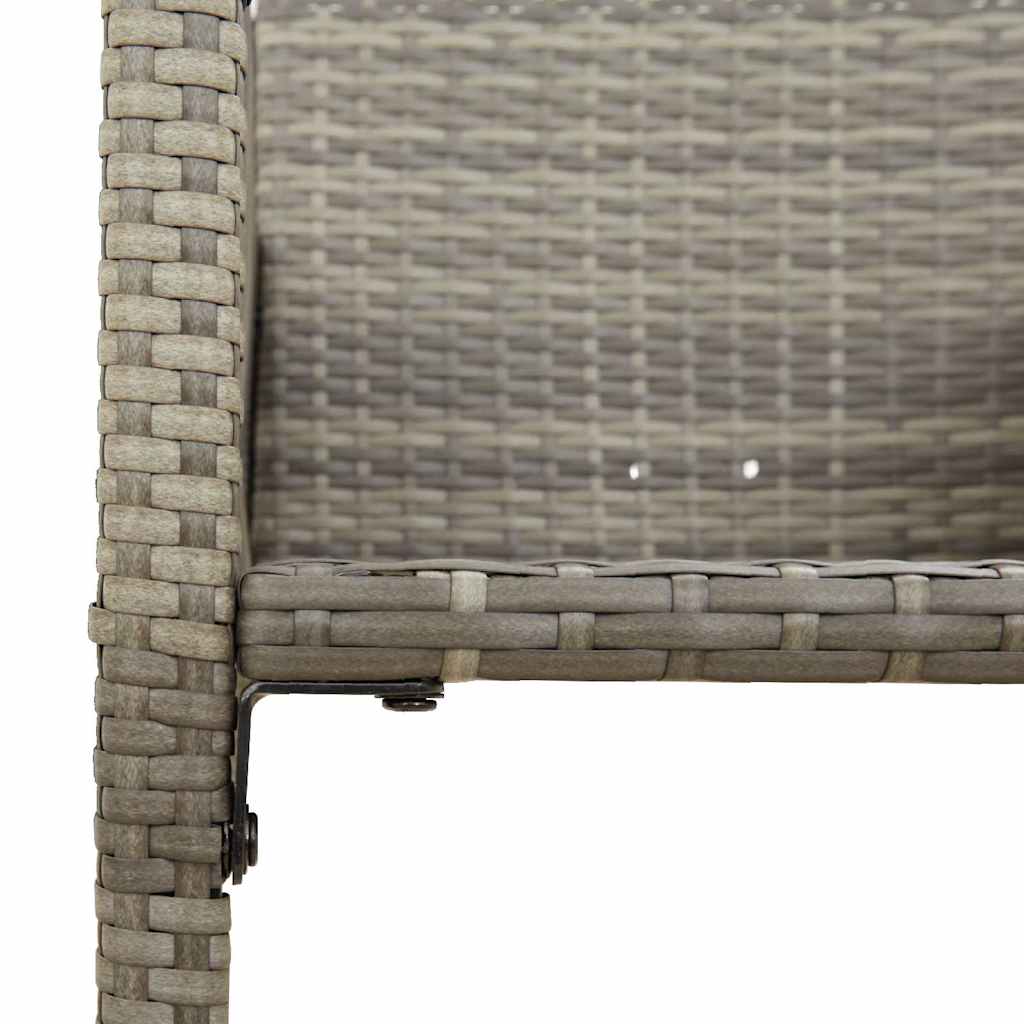 vidaXL 5 Piece Garden Bar Set without Cushions Grey Poly Rattan Acacia 6