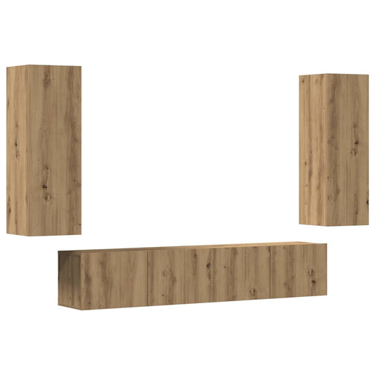 4 Piece TV Cabinet Set Engineered Wood Width 160 cm Artisan oak