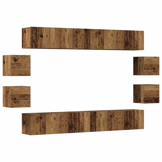 8 Piece TV Cabinet Set Engineered Wood Width 200 cm Old wood