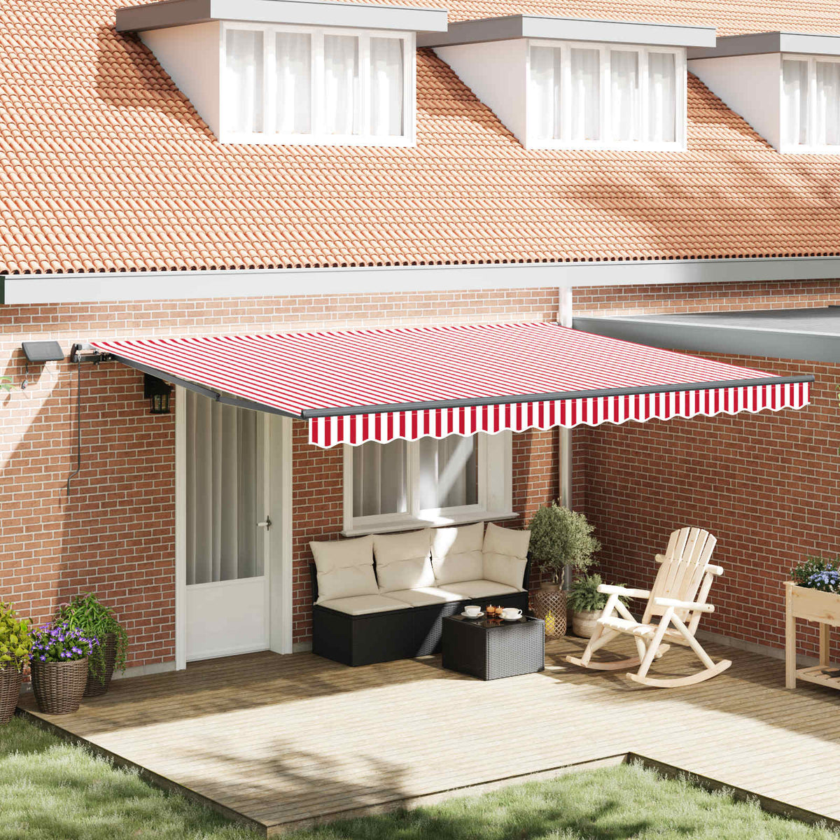 vidaXL Manual Awning with Solar LED 4.5 x 3.5 m with Anthracite Frame Drop 350 cm Width 450 cm