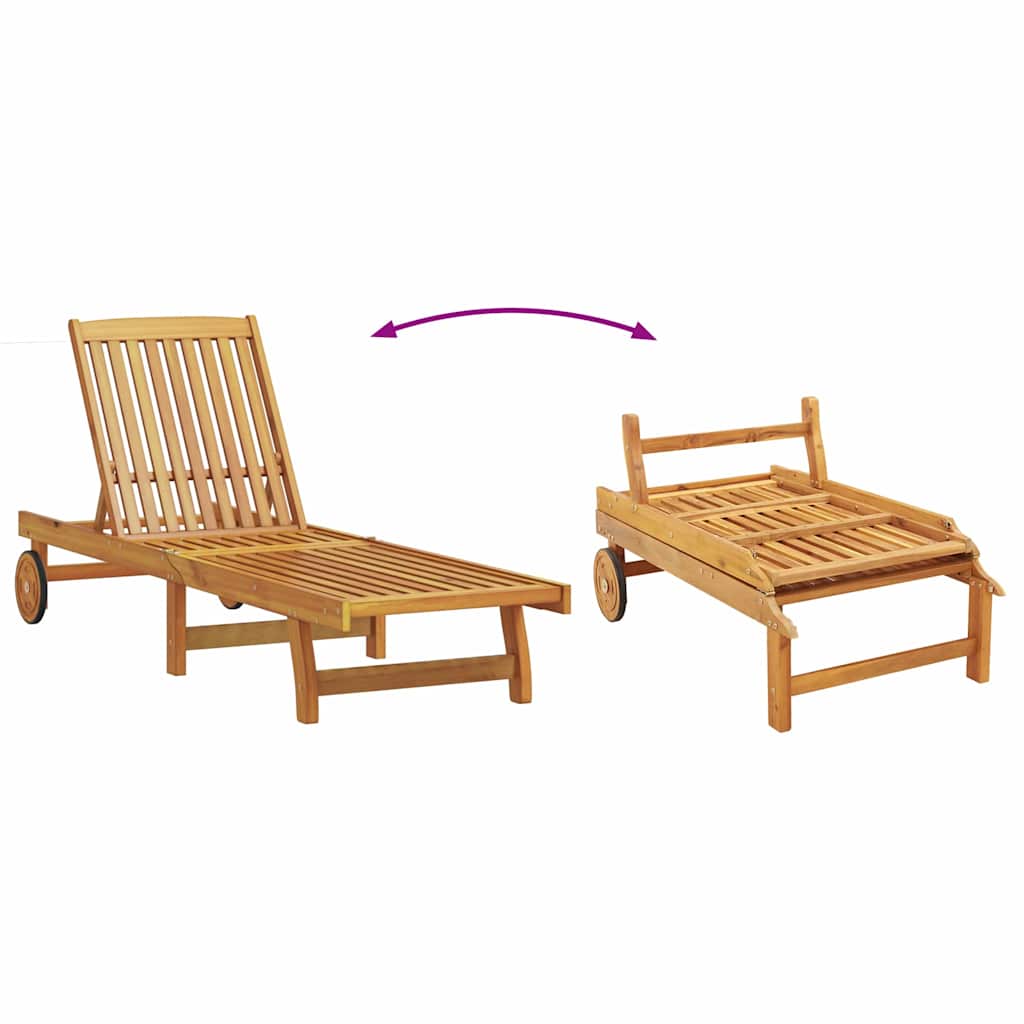 vidaXL Sun Lounger 2 pcs Solid Acacia Wood Brown 6