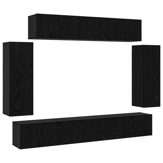 6 Piece TV Cabinet Set Engineered Wood Height 90 cm Black oak
