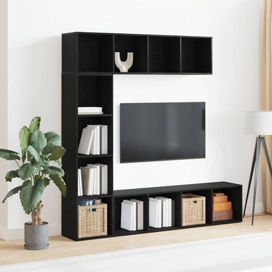 3 Piece Book/TV Cabinet Set 180x30x180 cm Black oak
