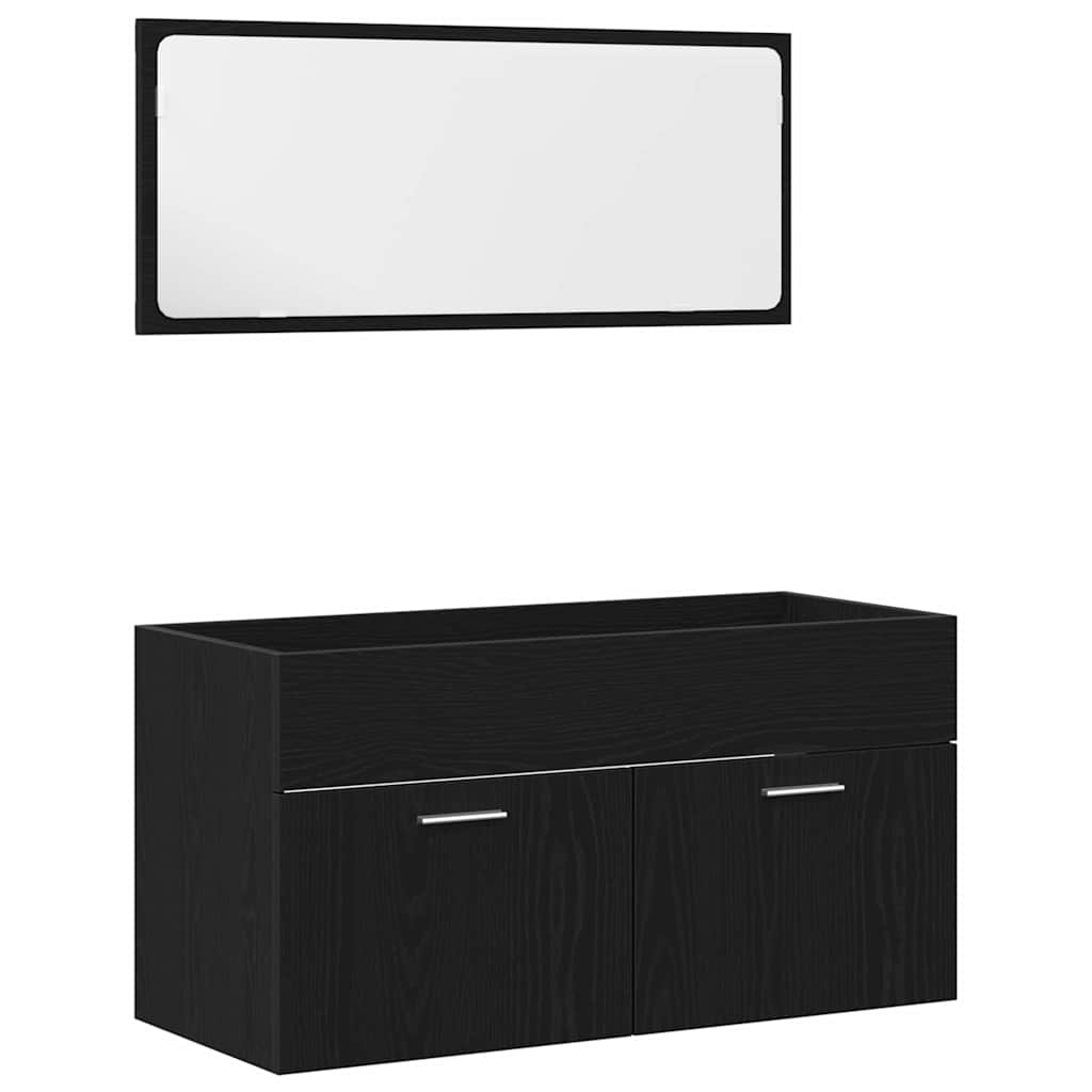 vidaXL Bathroom Furniture Set 4 pcs Black Oak 30 x 30 x 130 cm 6