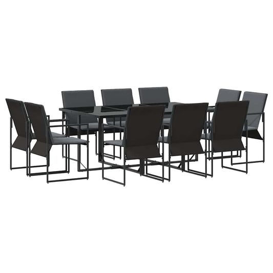 vidaXL Garden Dining Set 11 pcs Black Steel 2