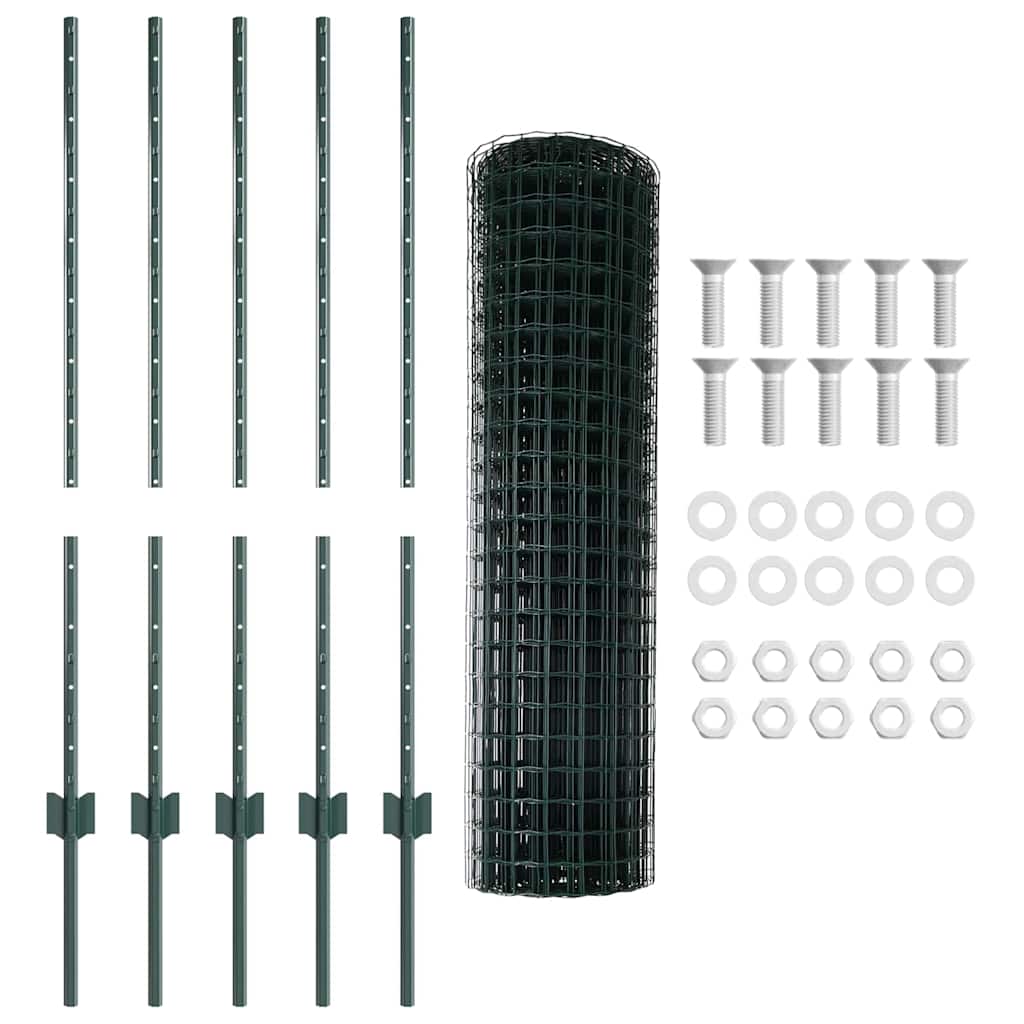 Euro Fence with Post 10 x 1.2 m PVC-Coated Steel Mesh Green 10 x 1 m – 10 x 1.5 m 10 x 1 m fence (10 x 10 cm mesh)