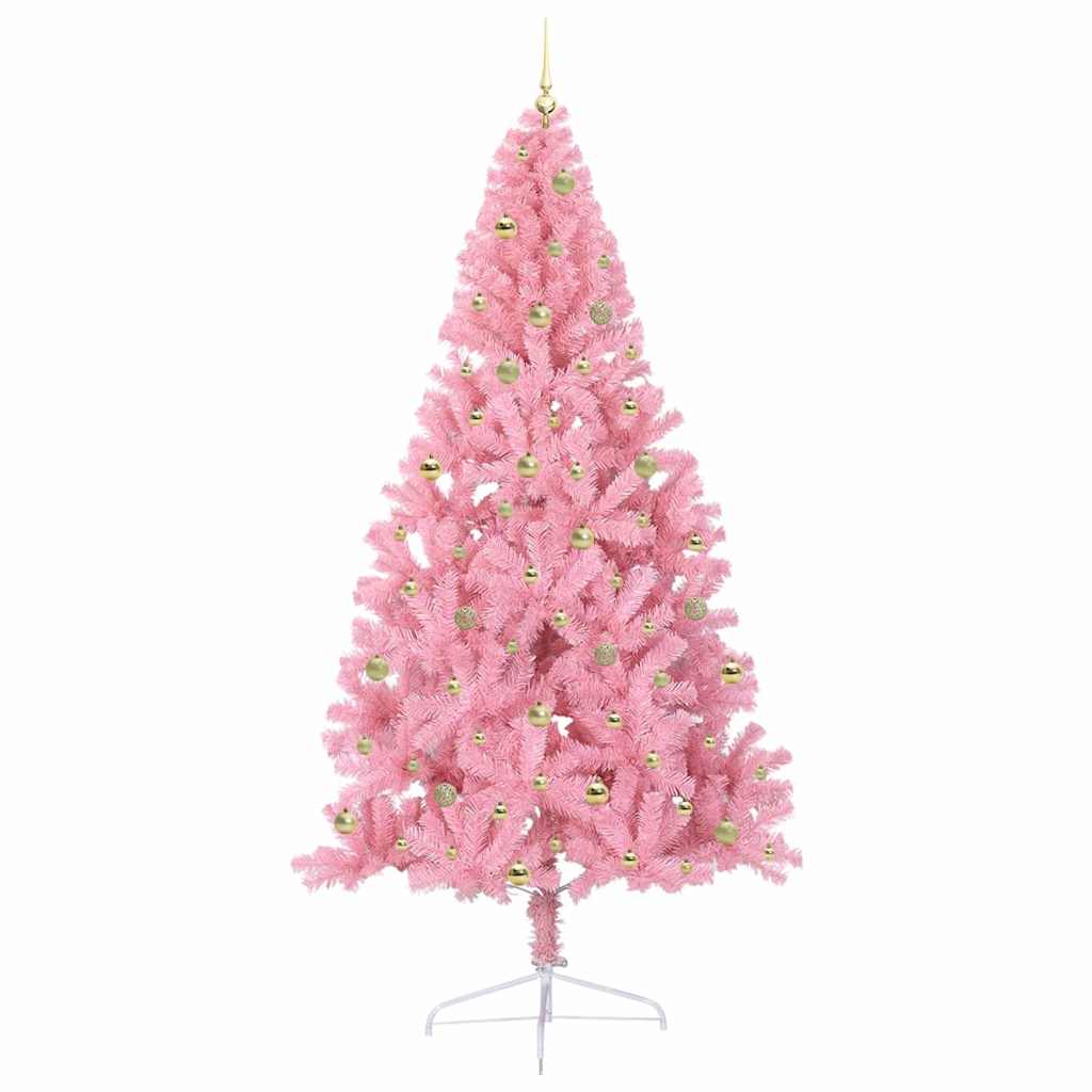 vidaXL Artificial Pre-lit Christmas Tree Pink 240 cm PVC 4