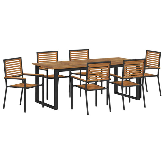 vidaXL Garden Dining Set 7 pcs Black Solid Acacia Wood 2