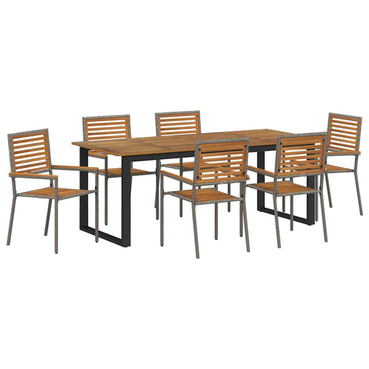 vidaXL Garden Dining Set 7 pcs Grey Solid Acacia Wood 2