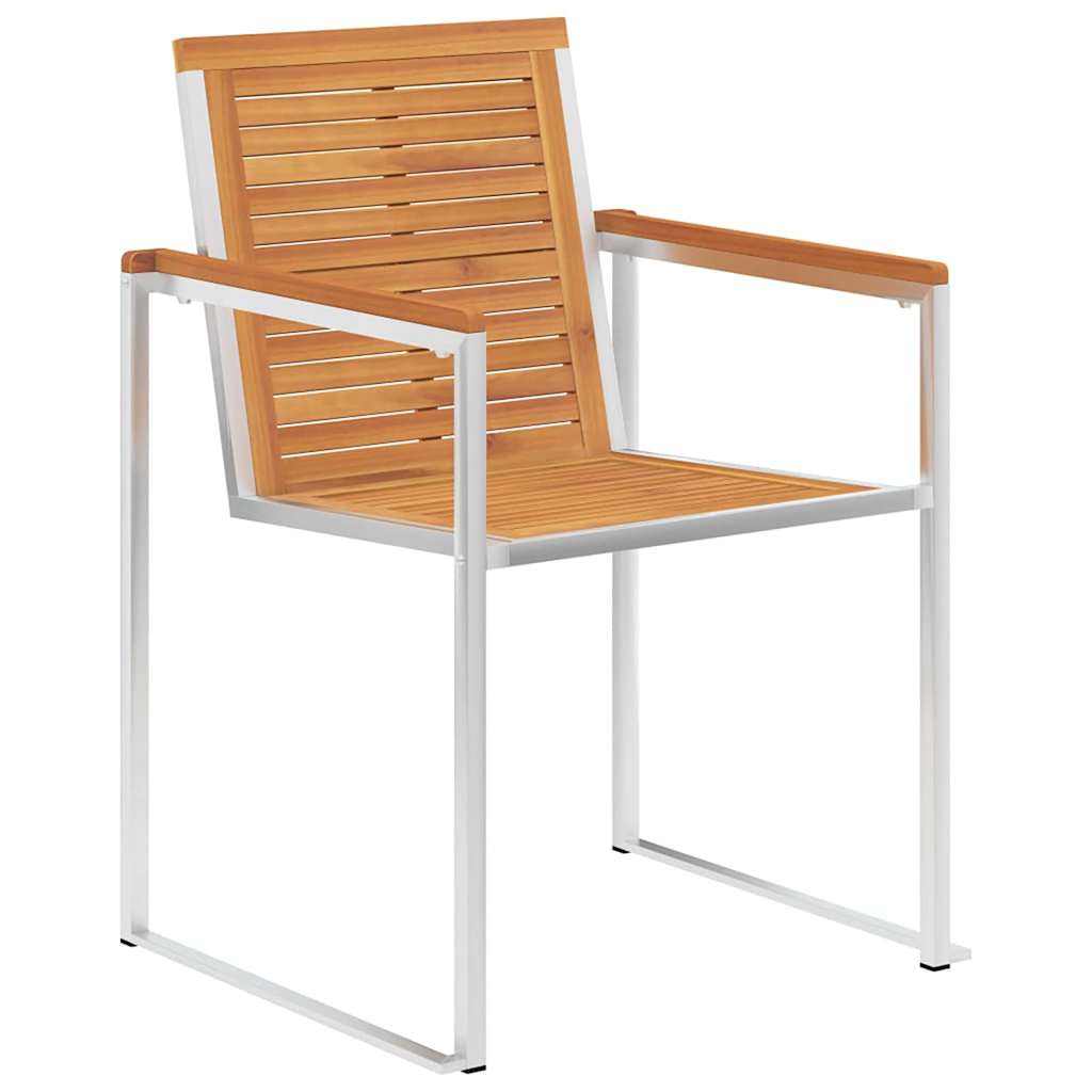 vidaXL Garden Dining Set 5 pcs Solid Acacia Wood and Stainless Steel 6