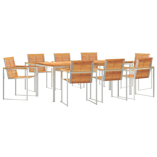 vidaXL Garden Dining Set 9 pcs Solid Acacia Wood and Stainless Steel 2