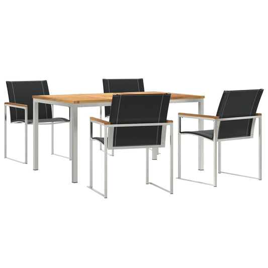 vidaXL Garden Dining Set 5 pcs Solid Acacia Wood and Stainless Steel 2