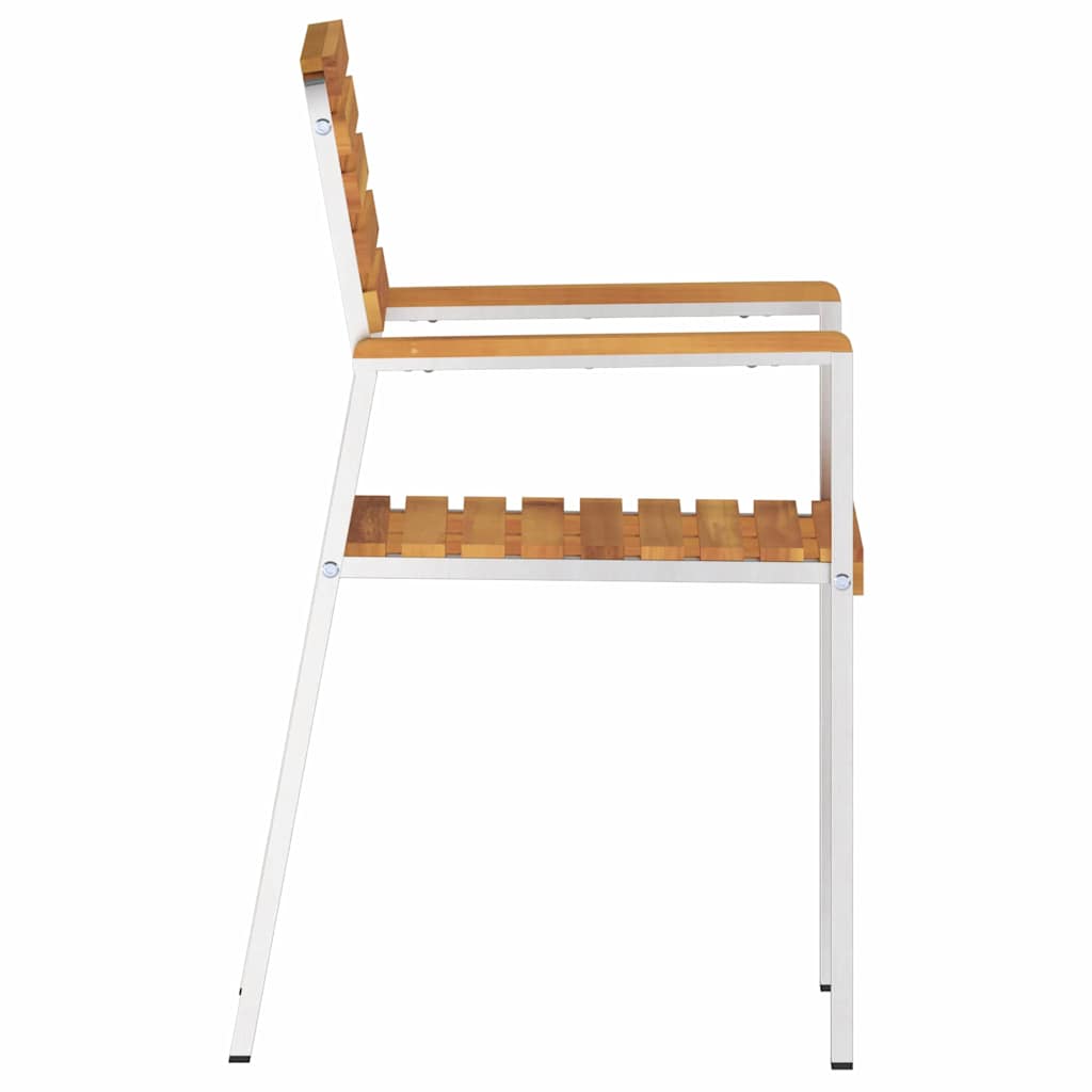 vidaXL Garden Chair 6 pcs Solid Acacia Wood and Stainless Steel 6
