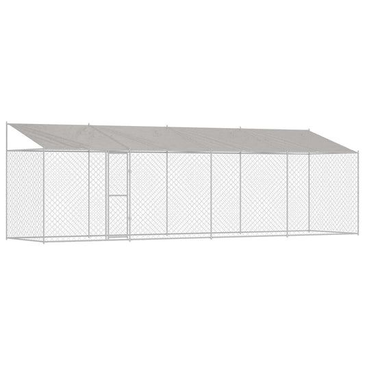 vidaXL Dog Cage with Roof Silver 800 x 200 x 256 cm Steel and PE 2